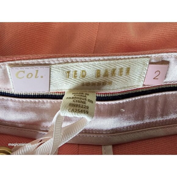 BNWT TED BAKER LONDON Colour By Numbers Rayon Crossover Culottes, Coral - Picture 8 of 14